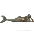 Tamaño de la vida Jardín Bronce Sirena Escultura